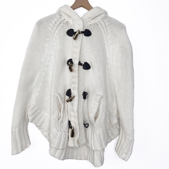 MICHAEL MICHAEL KORS Knit Cape Poncho Sleeve Zip Up Button Sweater S - Picture 1 of 12